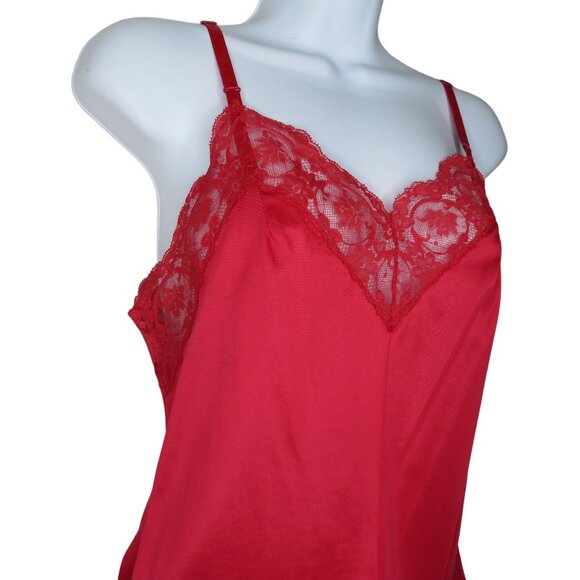 Vintage Olga Red Lace Trim Nylon Camisole Size Small 32 Made In USA - Picture 4 of 12